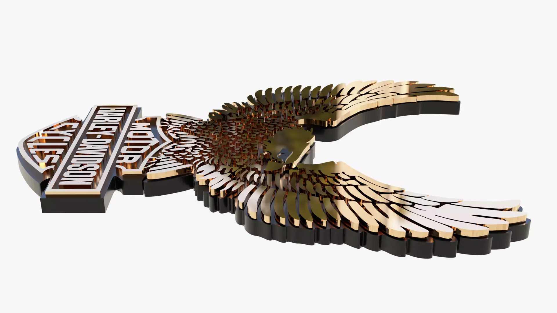 Harley Eagle Freedom Flight Motorcycle Badge 3D print model_6