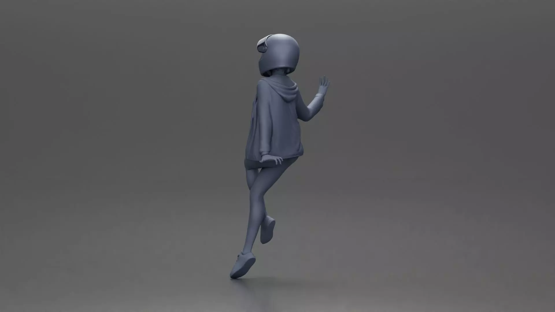 woman in Red Jacket and Helmet Sitting on the Motorbike 3D print model_10