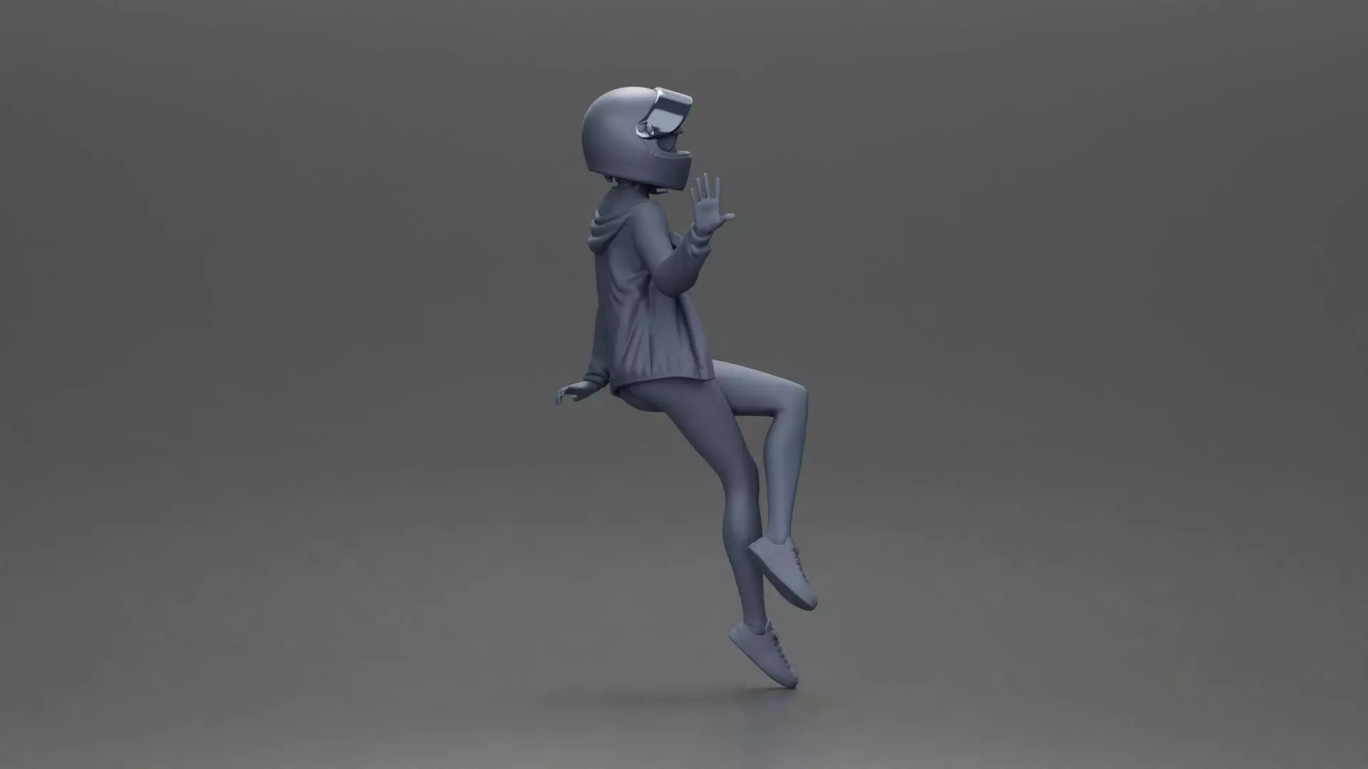 woman in Red Jacket and Helmet Sitting on the Motorbike 3D print model_8