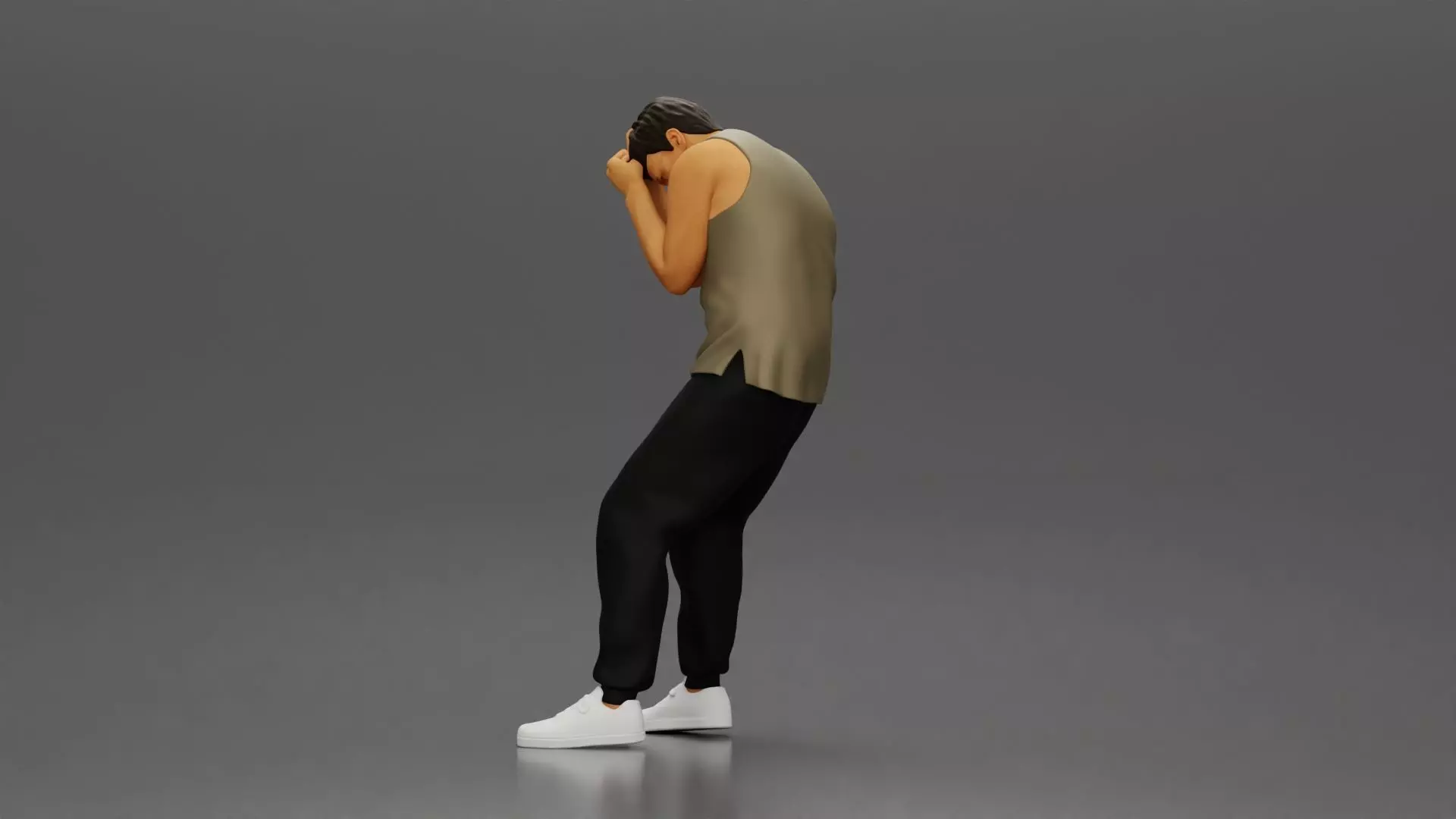 Asian Man in Hoodie Defending Against Attack in Intense Fight 3D print model_17