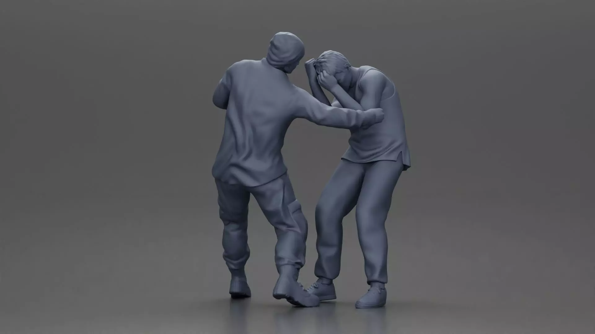 Asian Man in Hoodie Defending Against Attack in Intense Fight 3D print model_9