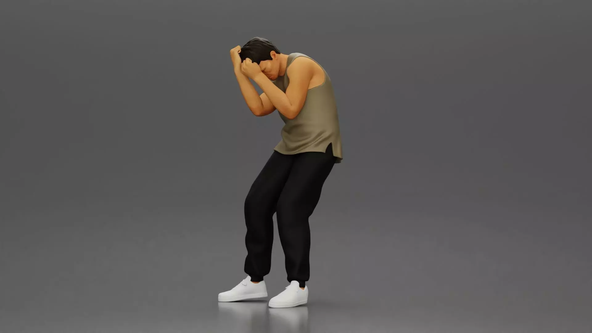 Asian Man in Hoodie Defending Against Attack in Intense Fight 3D print model_2