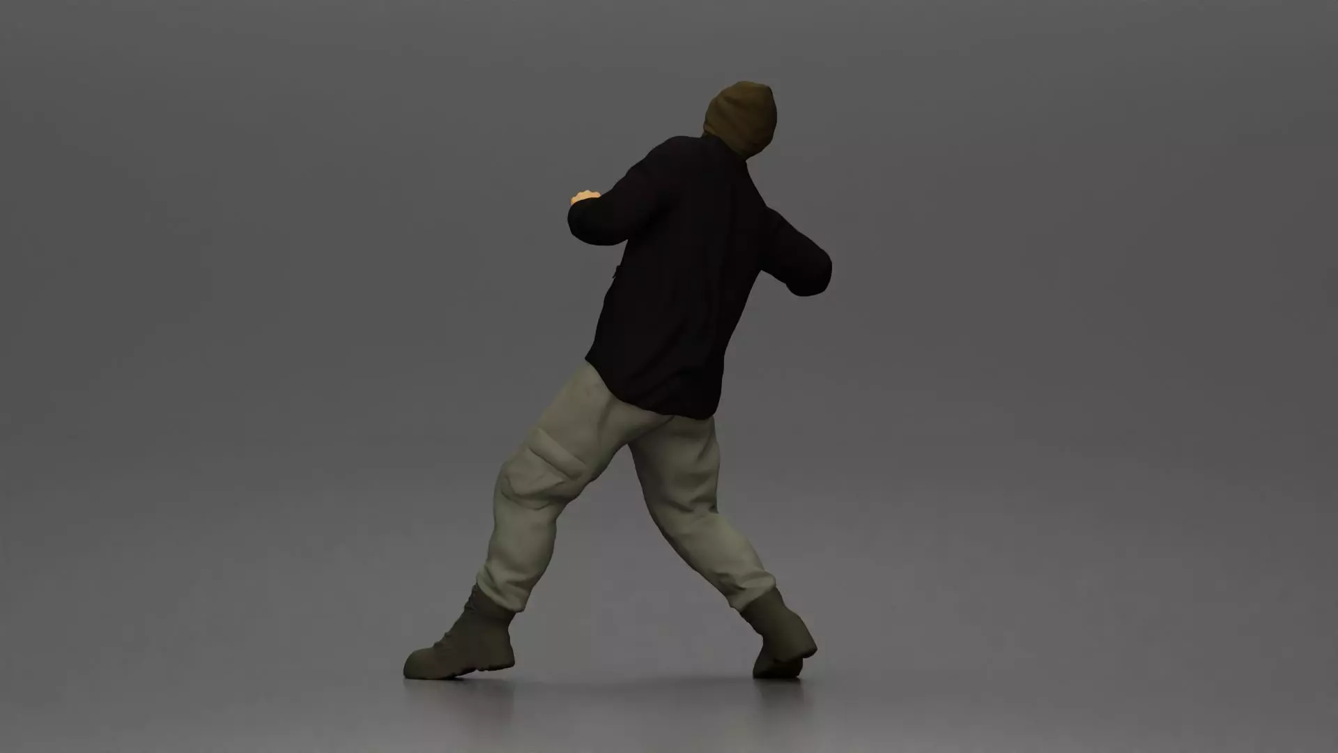 Asian Man in Hoodie Defending Against Attack in Intense Fight 3D print model_15
