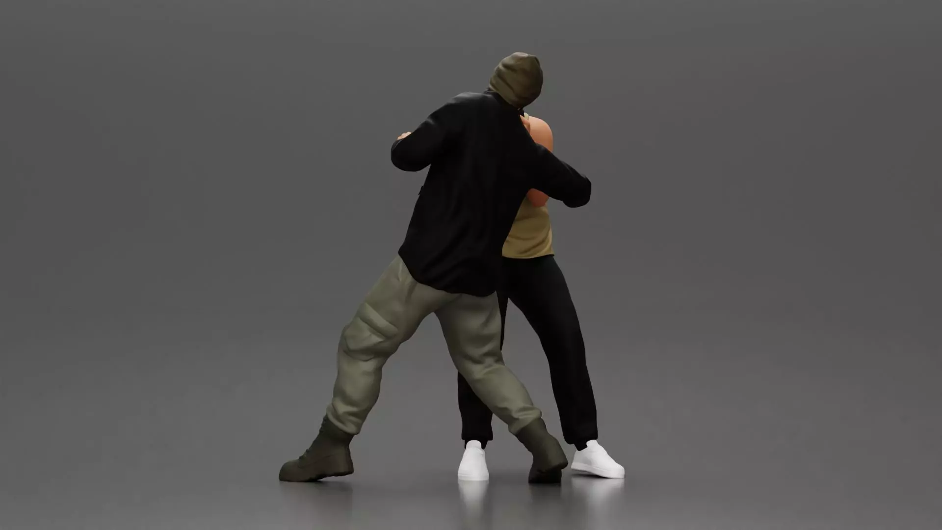 Asian Man in Hoodie Defending Against Attack in Intense Fight 3D print model_4