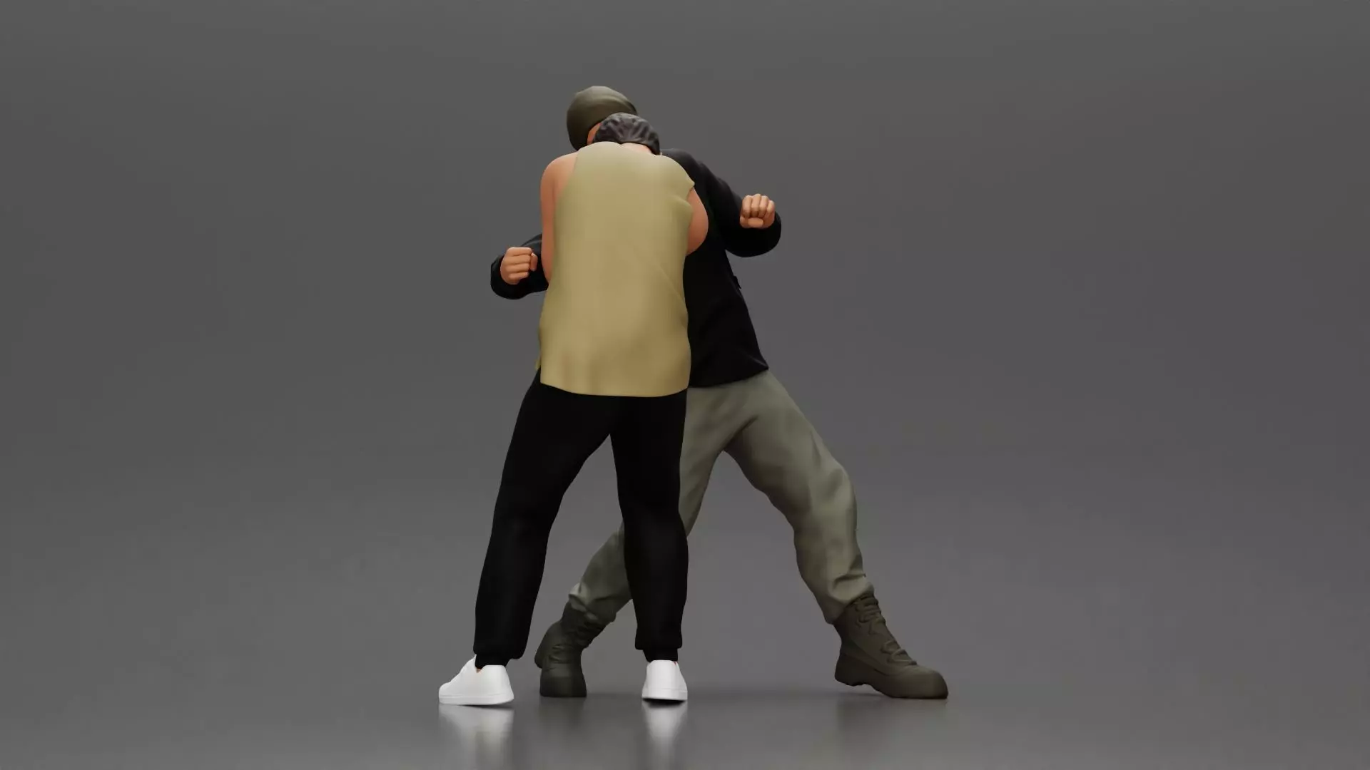 Asian Man in Hoodie Defending Against Attack in Intense Fight 3D print model_7