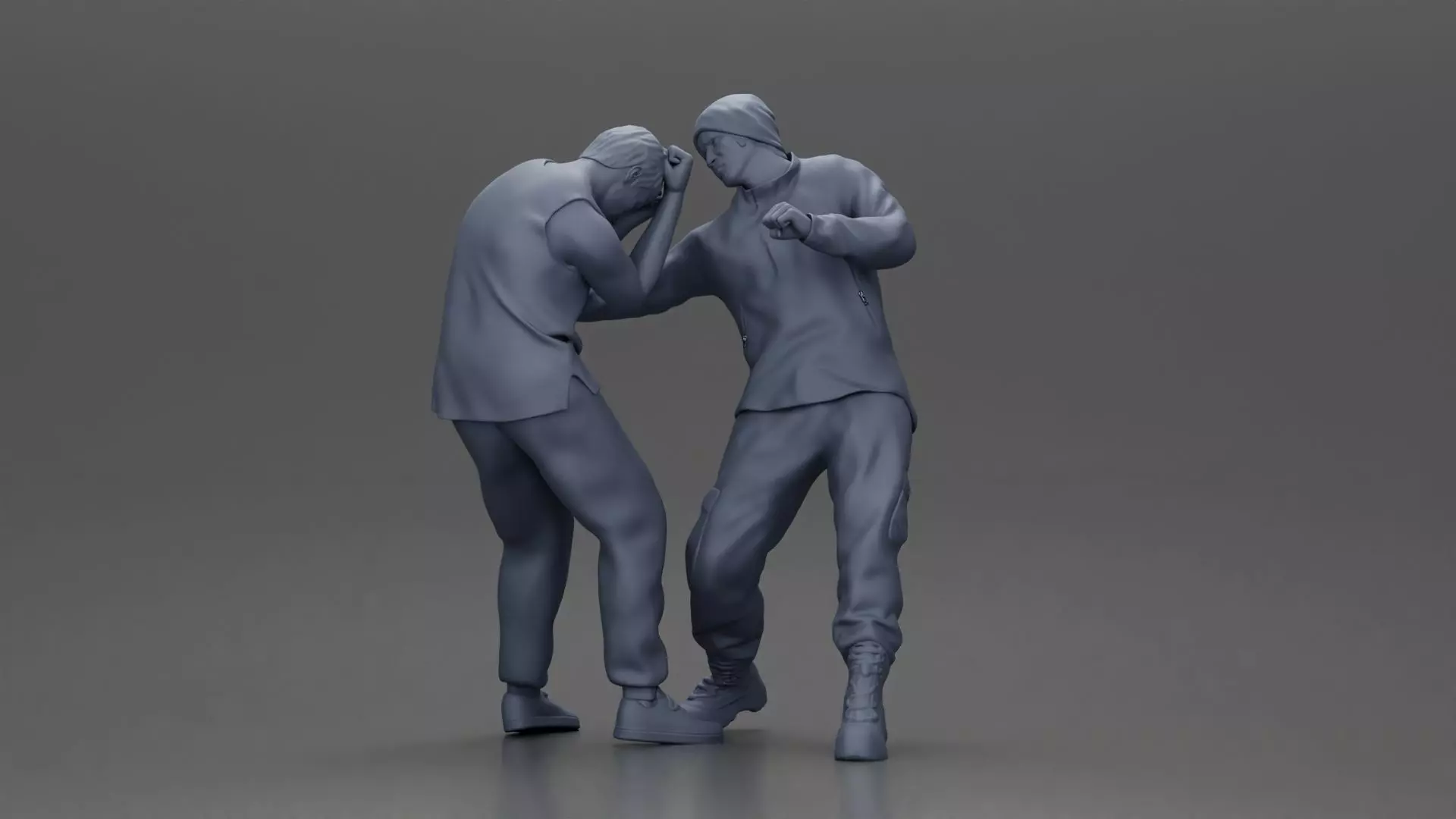 Asian Man in Hoodie Defending Against Attack in Intense Fight 3D print model_12