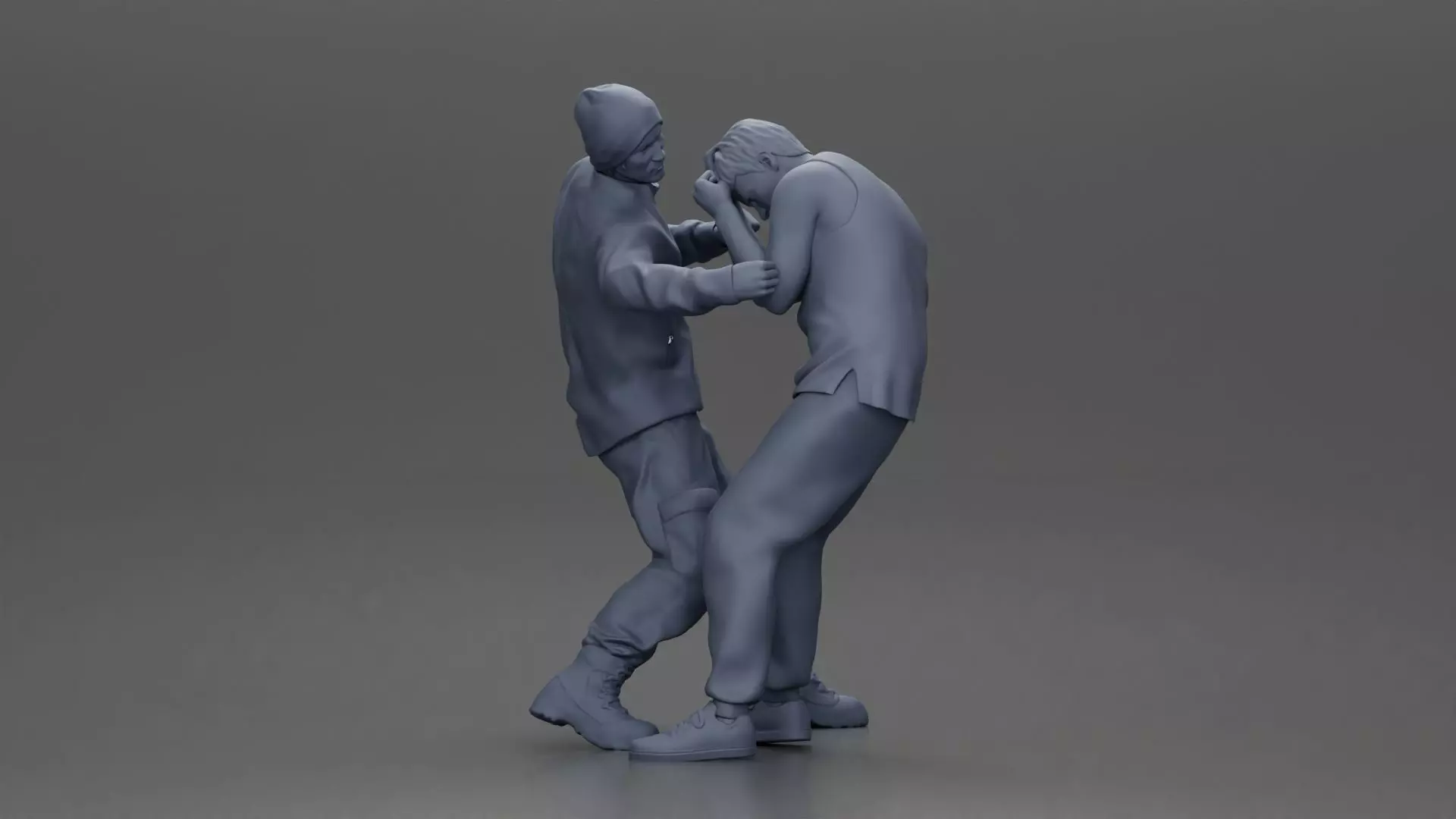 Asian Man in Hoodie Defending Against Attack in Intense Fight 3D print model_8