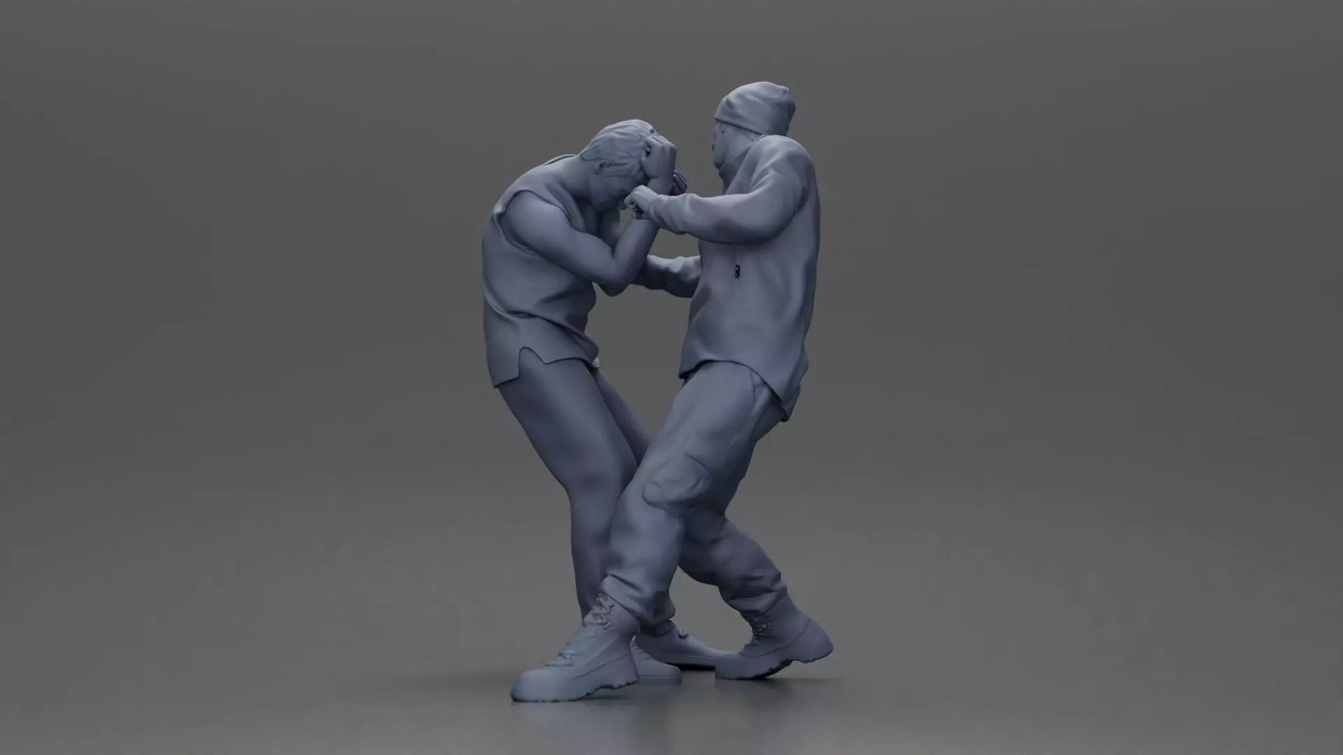 Asian Man in Hoodie Defending Against Attack in Intense Fight 3D print model_11