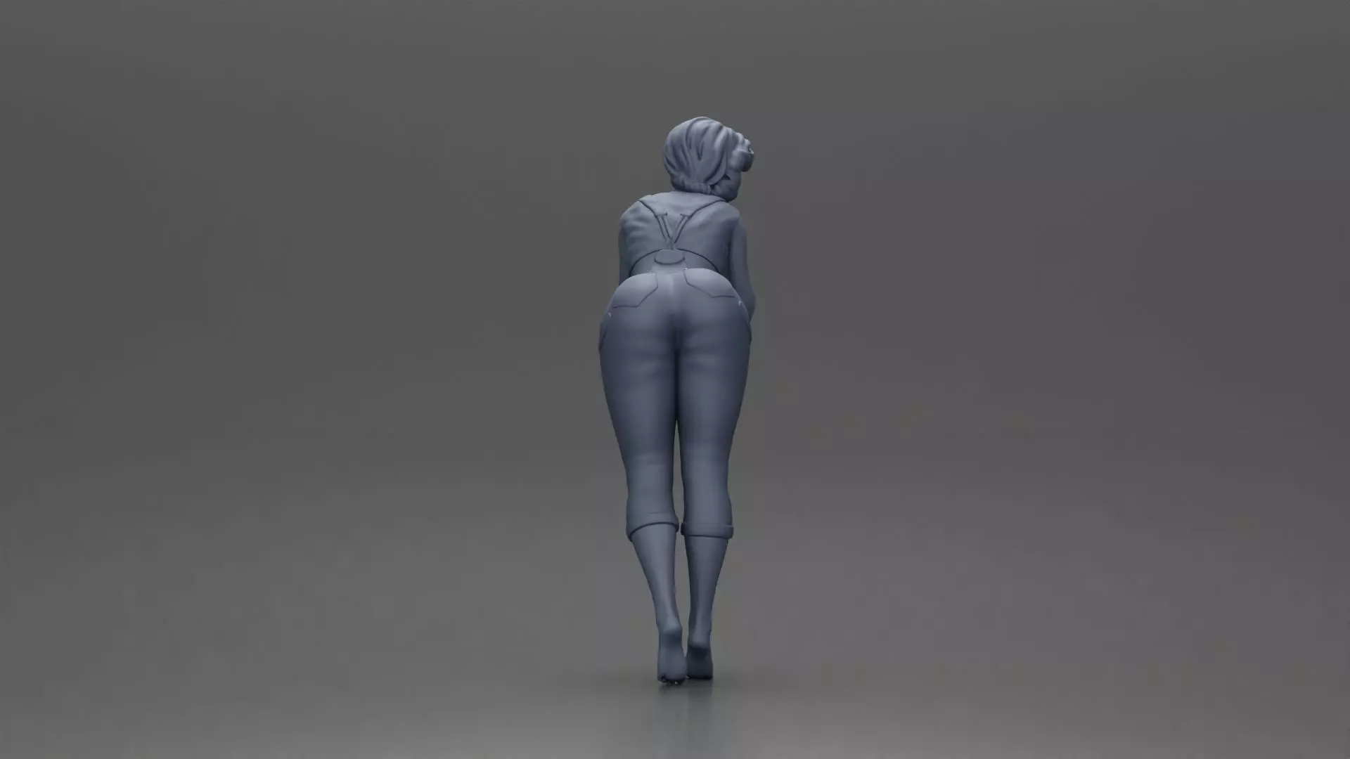 Woman in Overalls Playfully Posing with Curiosity 3D print model_8