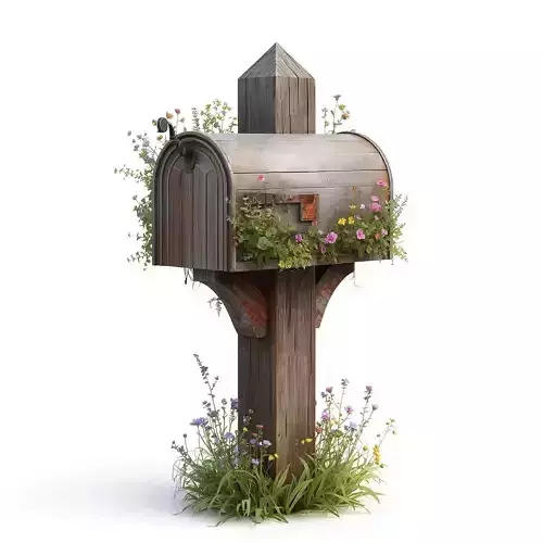 Overgrown Rustic Mailbox 3D Model Garden Prop