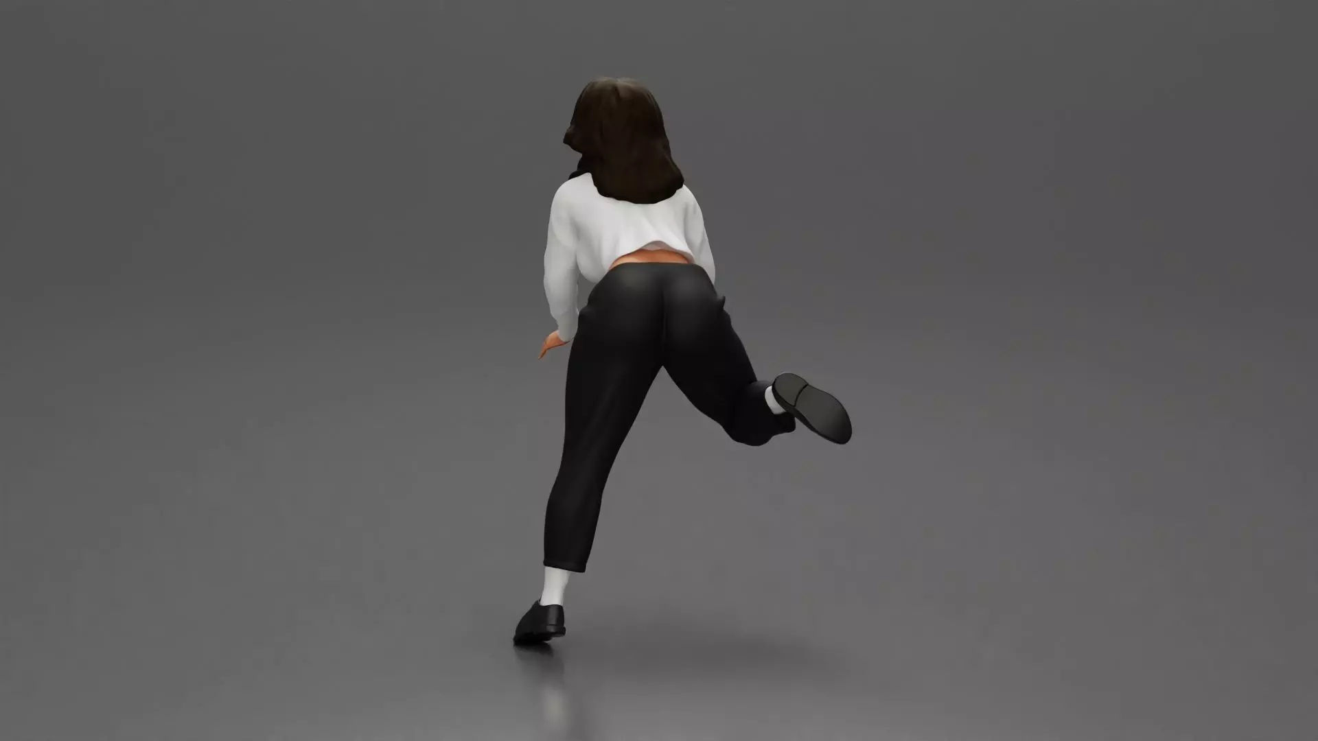 Woman in White Sweater and Black Pants Riding Motorcycle 3D print model_4
