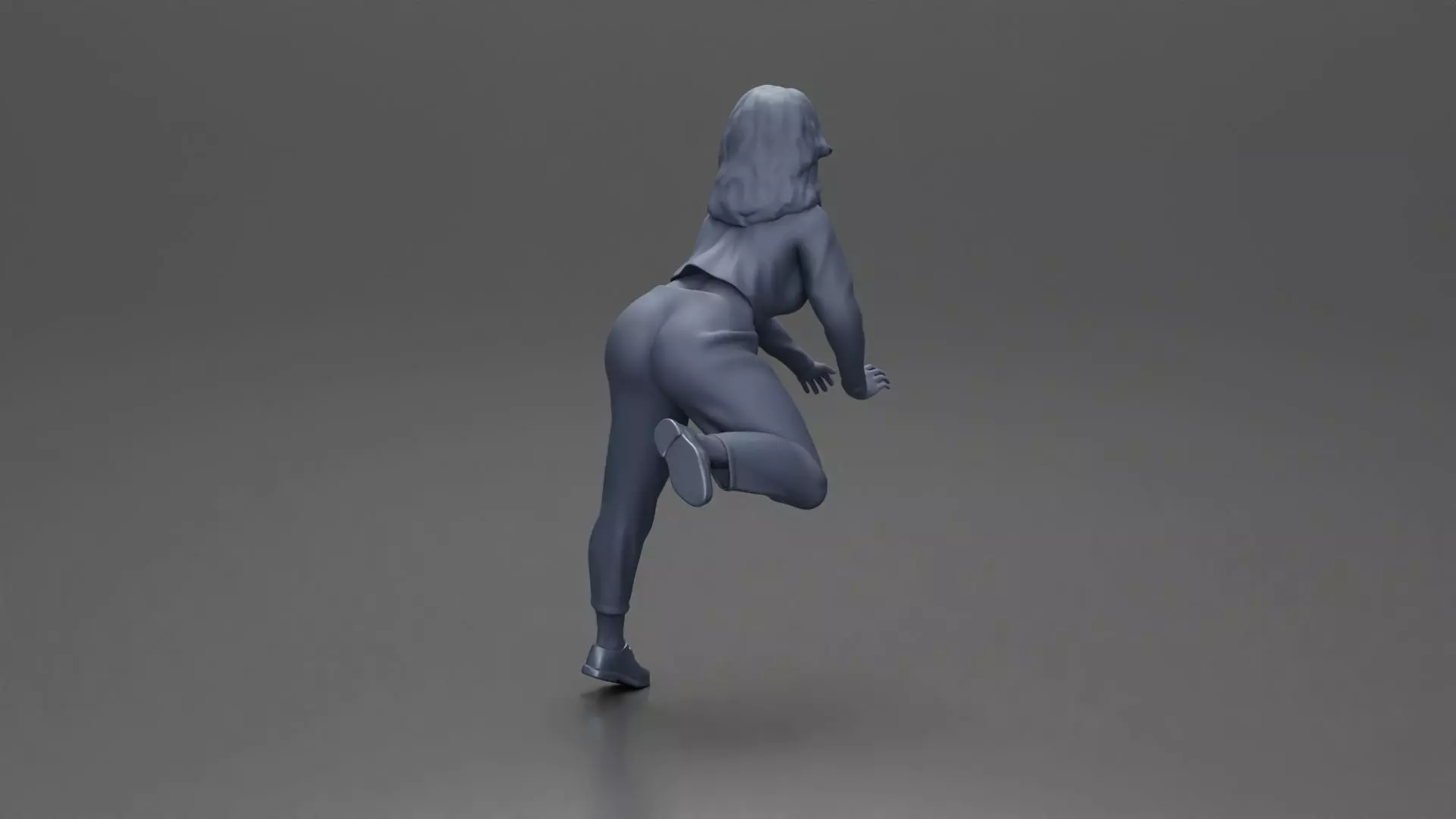 Woman in White Sweater and Black Pants Riding Motorcycle 3D print model_9