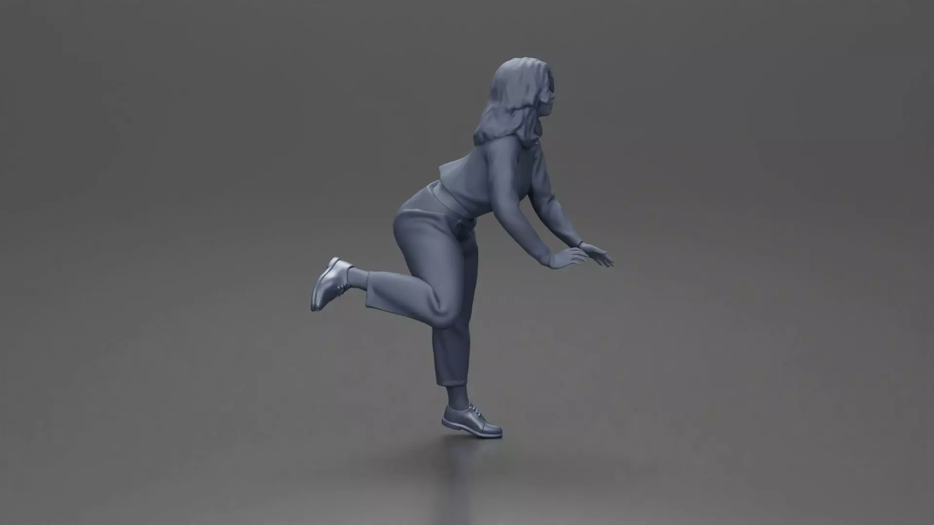 Woman in White Sweater and Black Pants Riding Motorcycle 3D print model_8