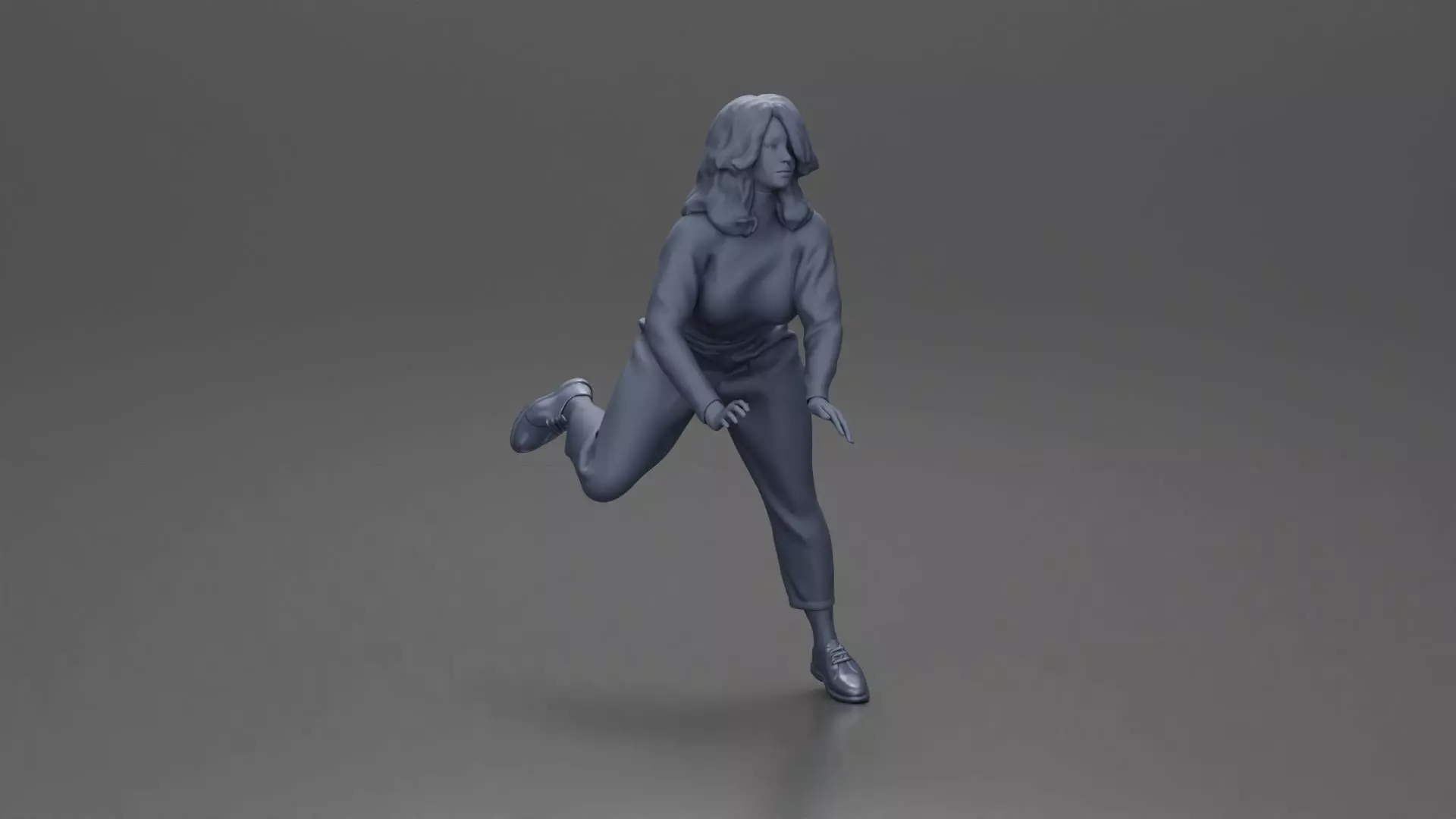 Woman in White Sweater and Black Pants Riding Motorcycle 3D print model_7