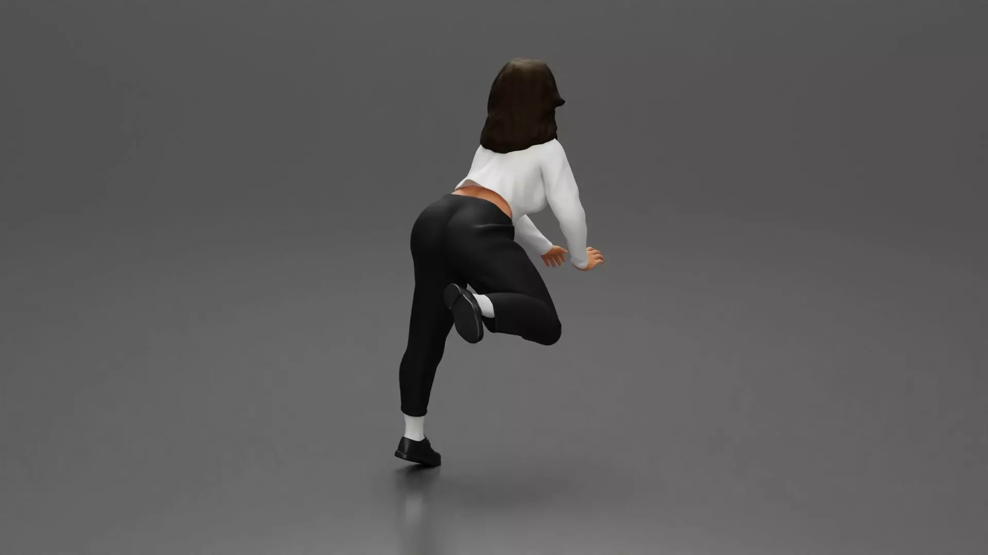 Woman in White Sweater and Black Pants Riding Motorcycle 3D print model_3