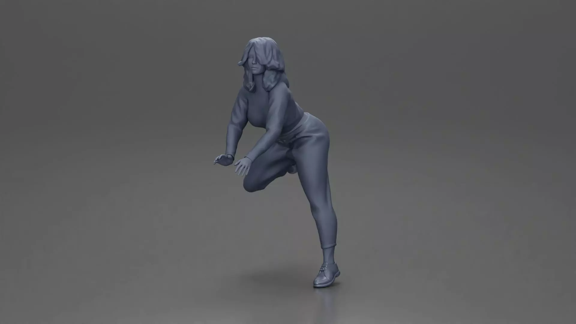 Woman in White Sweater and Black Pants Riding Motorcycle 3D print model_6