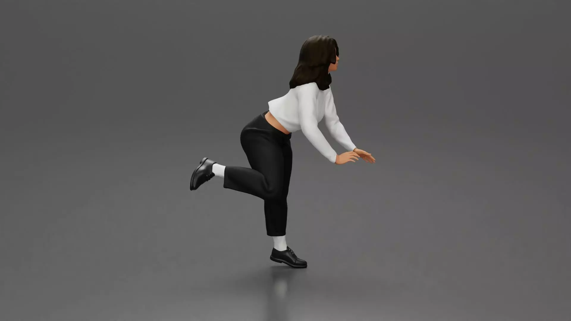 Woman in White Sweater and Black Pants Riding Motorcycle 3D print model_2