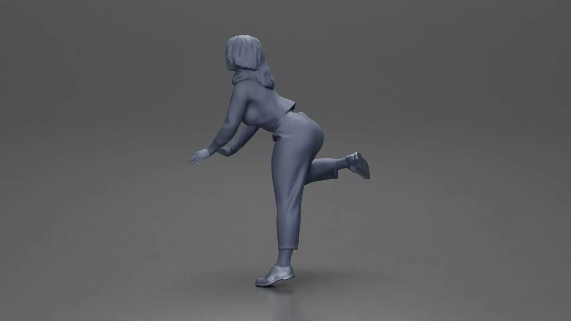 Woman in White Sweater and Black Pants Riding Motorcycle 3D print model_11