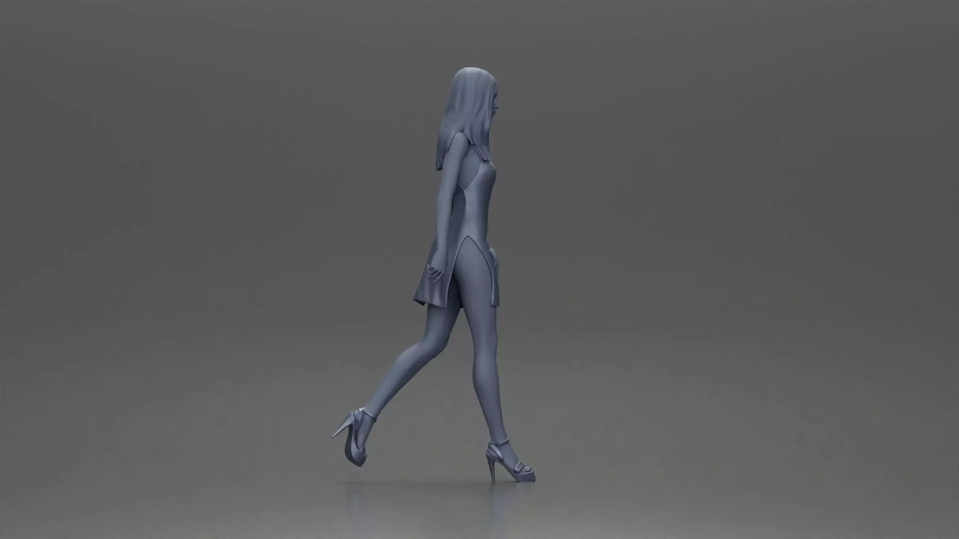 Woman in Red Dress and Heels Walking with Confident Stride 3D print model_7