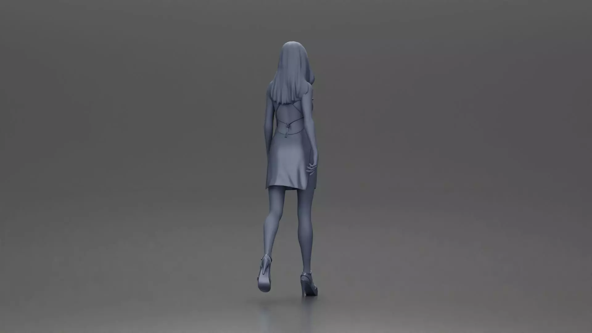 Woman in Red Dress and Heels Walking with Confident Stride 3D print model_8