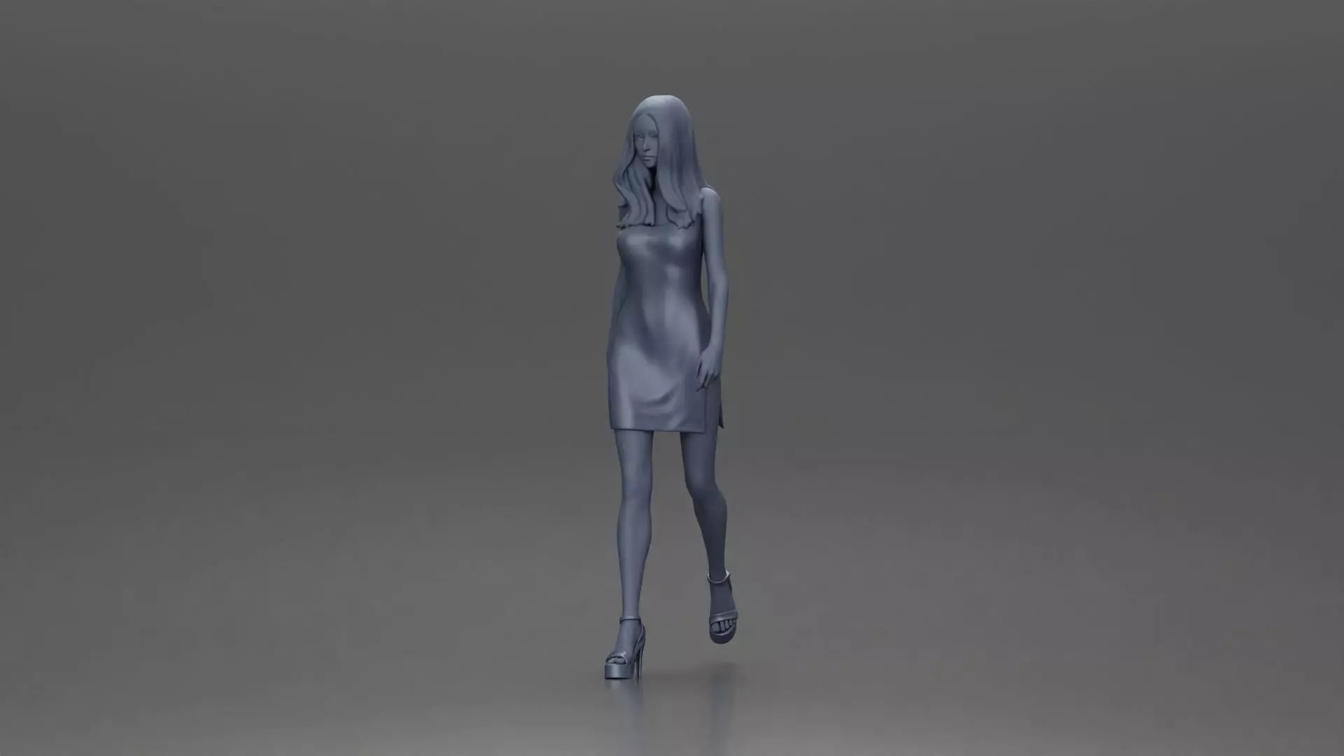 Woman in Red Dress and Heels Walking with Confident Stride 3D print model_11