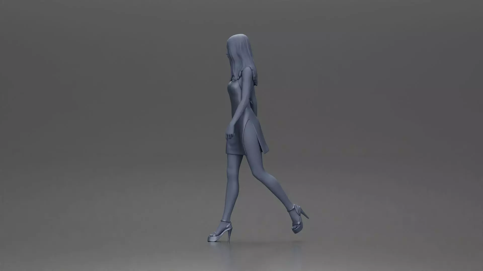Woman in Red Dress and Heels Walking with Confident Stride 3D print model_10