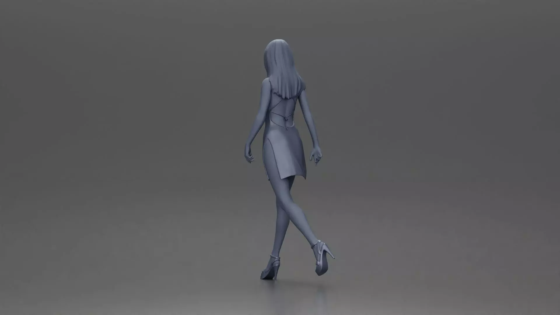 Woman in Red Dress and Heels Walking with Confident Stride 3D print model_9