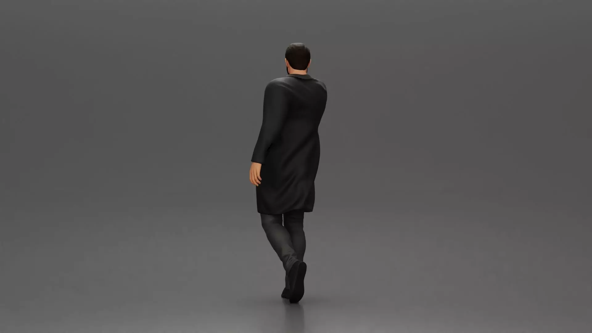 Man in Black Coat Aiming a Gun with Confident Stance 3D print model_4