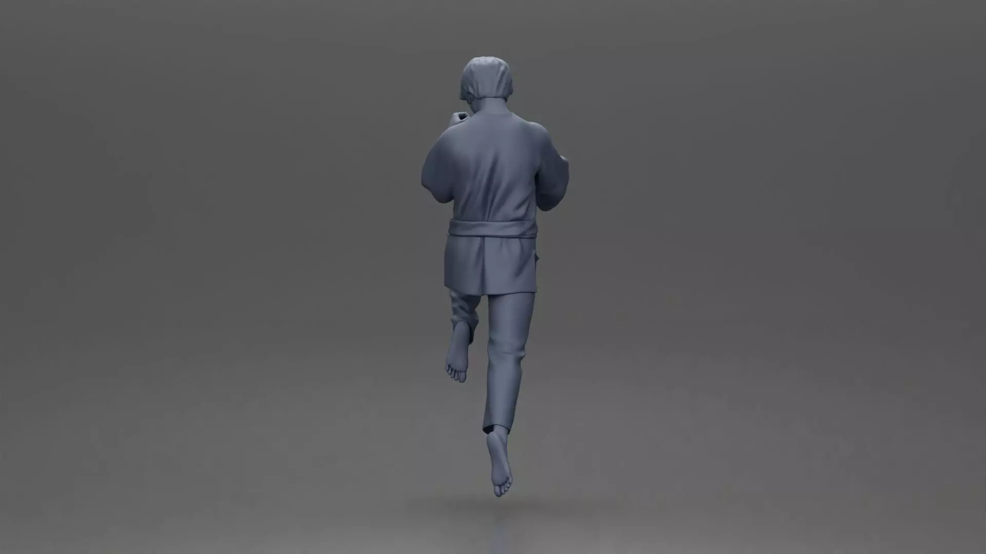 Karate Practitioner in Gi Performing a Jumping Martial Arts Move 3D print model_8