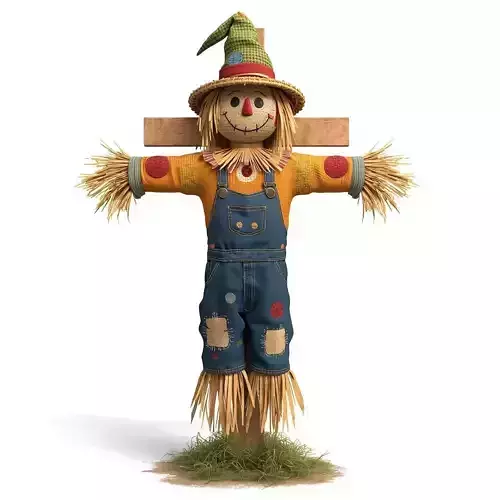 Traditional Farm Scarecrow 3D Model Whimsical Harvest Prop