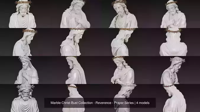 Marble Christ Bust Collection - Reverence - Prayer Series
