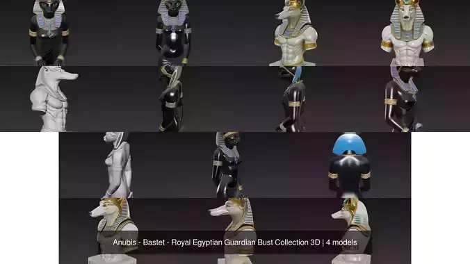 Anubis - Bastet - Royal Egyptian Guardian Bust Collection 3D
