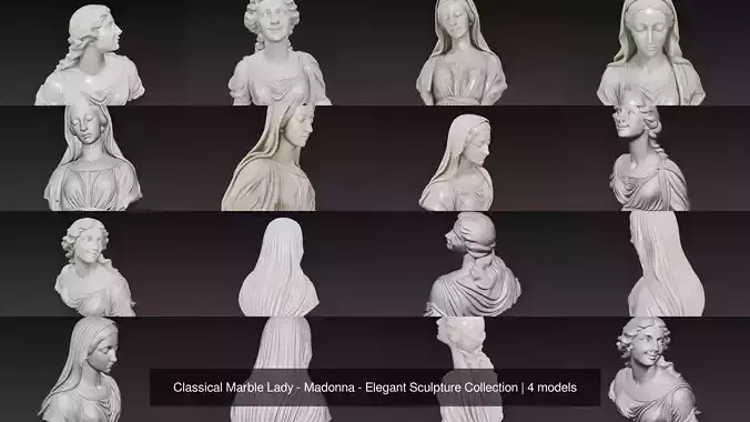 Classical Marble Lady - Madonna - Elegant Sculpture Collection