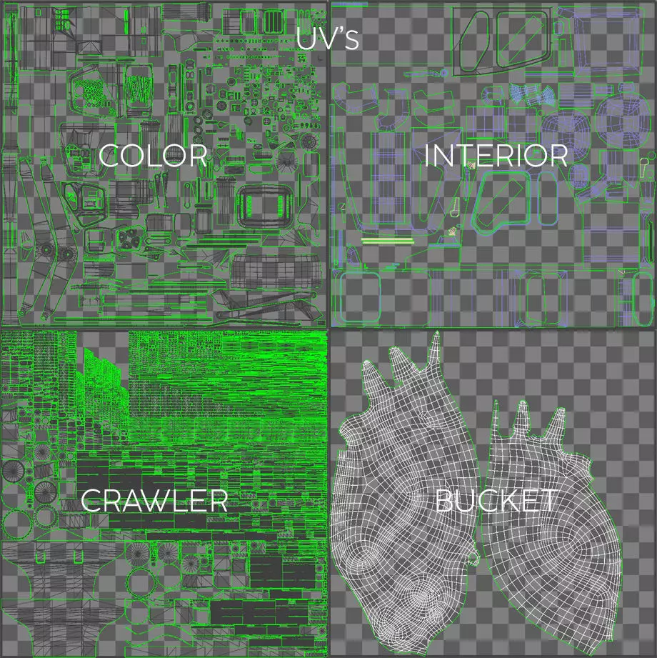 Generic PBR Rigged Excavator Low-poly 3D model_22