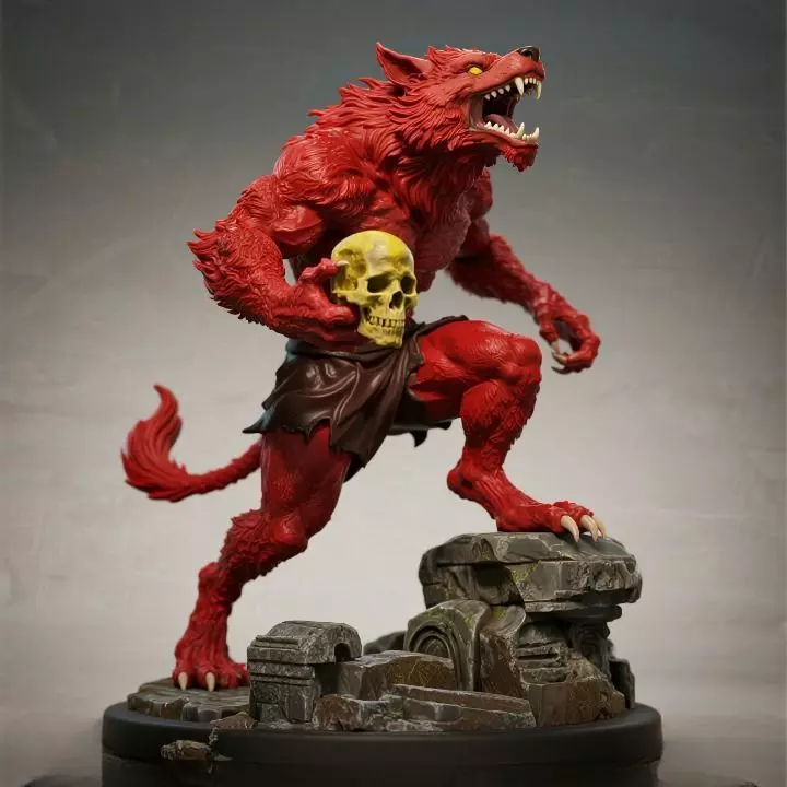 2889 Werewolf Howling with Skull 3D Model 3d stl 3D print model