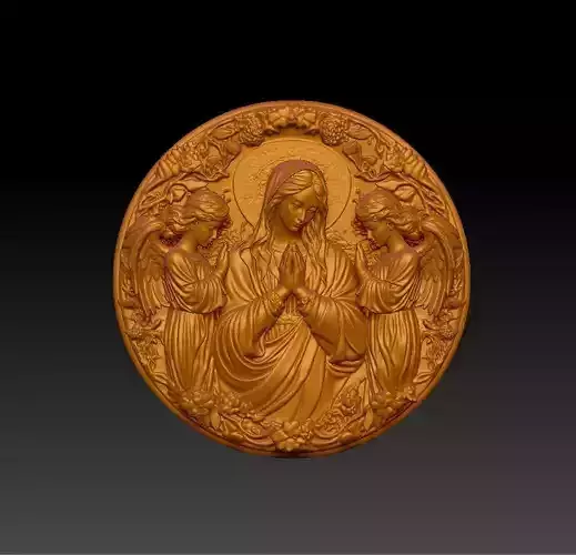 Virgin Mary and Angels Bas Relief 3D Model 