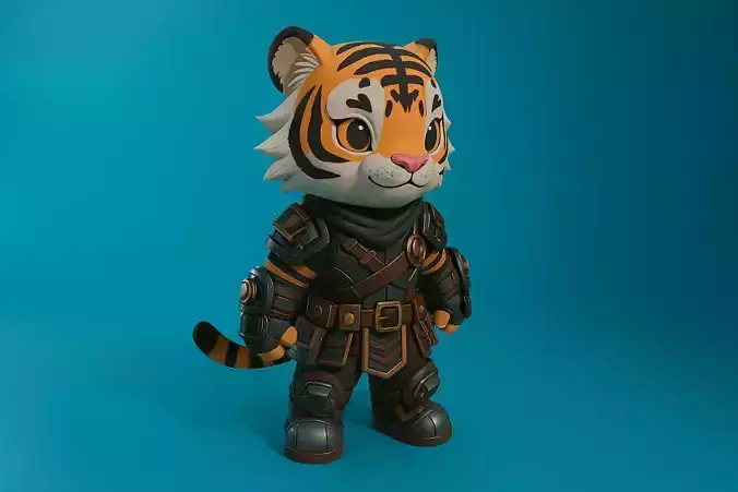 Cute Tiger Fighter Monster  Stylized Game Character