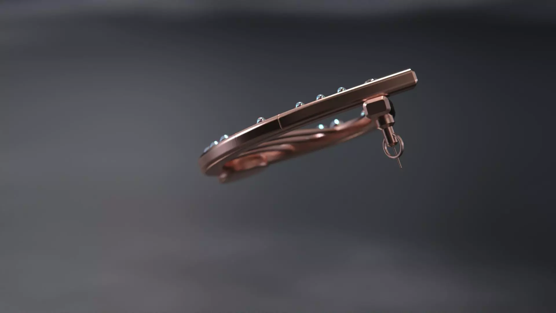 Woman ringstone earring 3D model_8