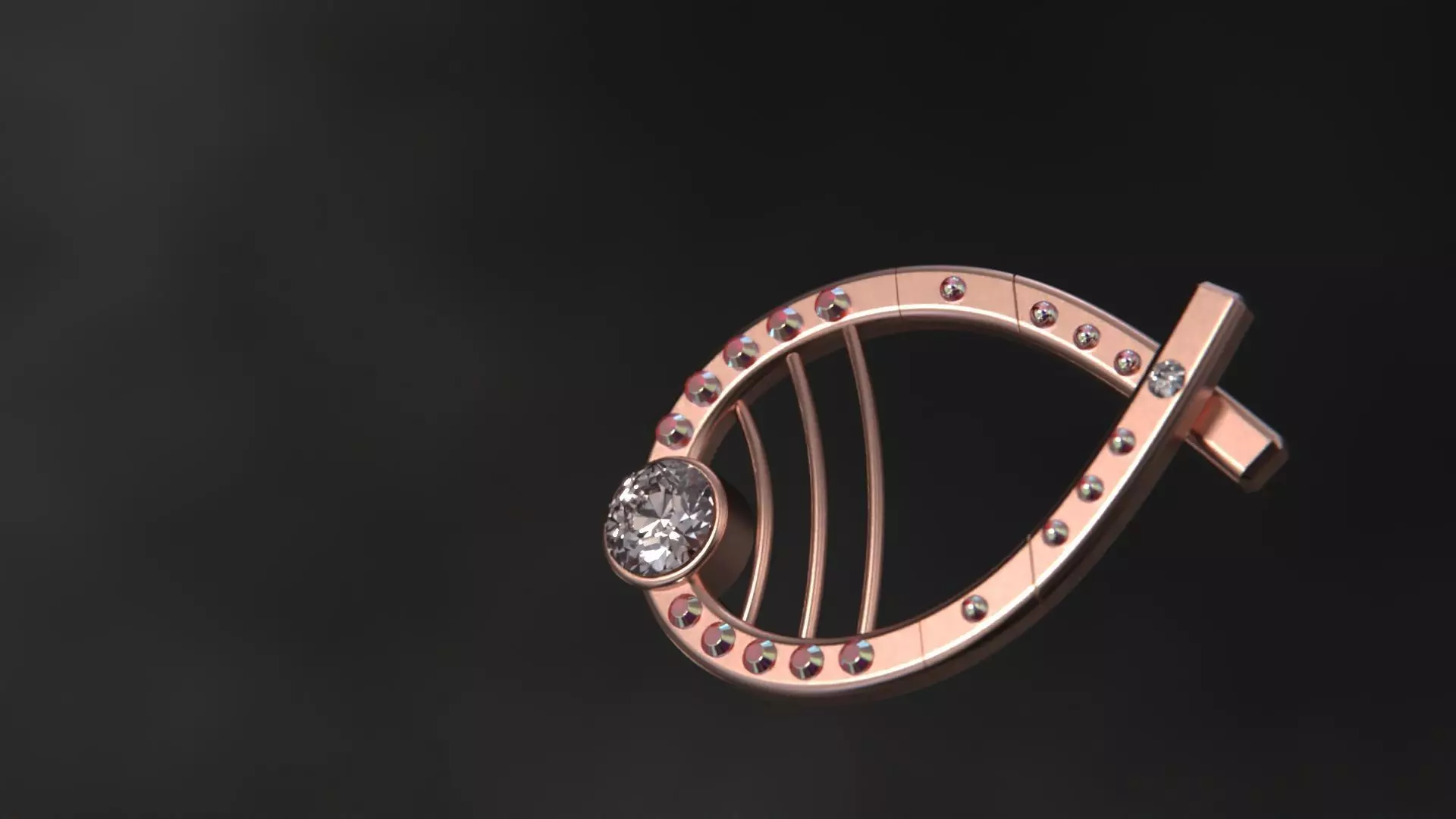 Woman ringstone earring 3D model_9