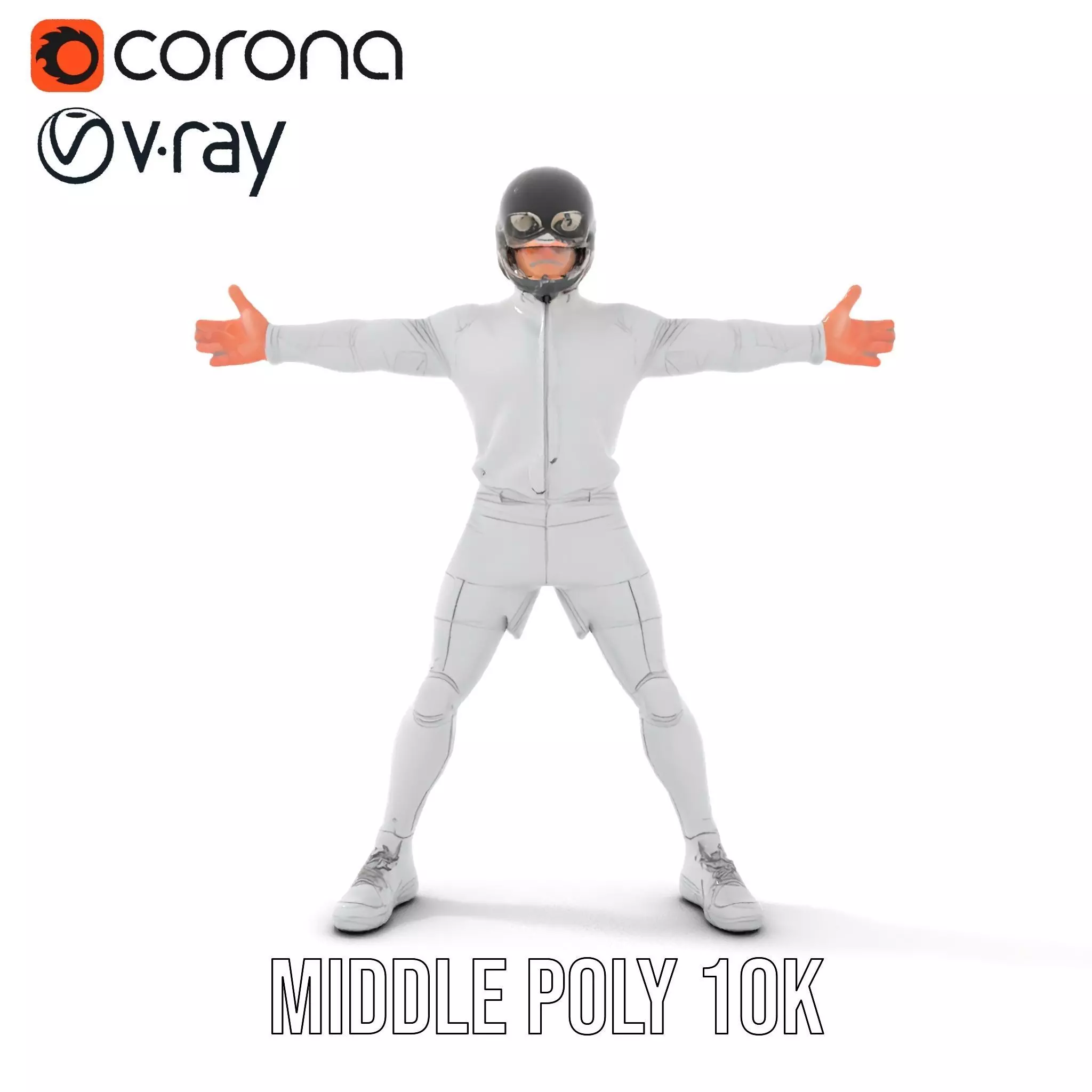 Futuristic White Suit model pack Low-poly 3D model_5