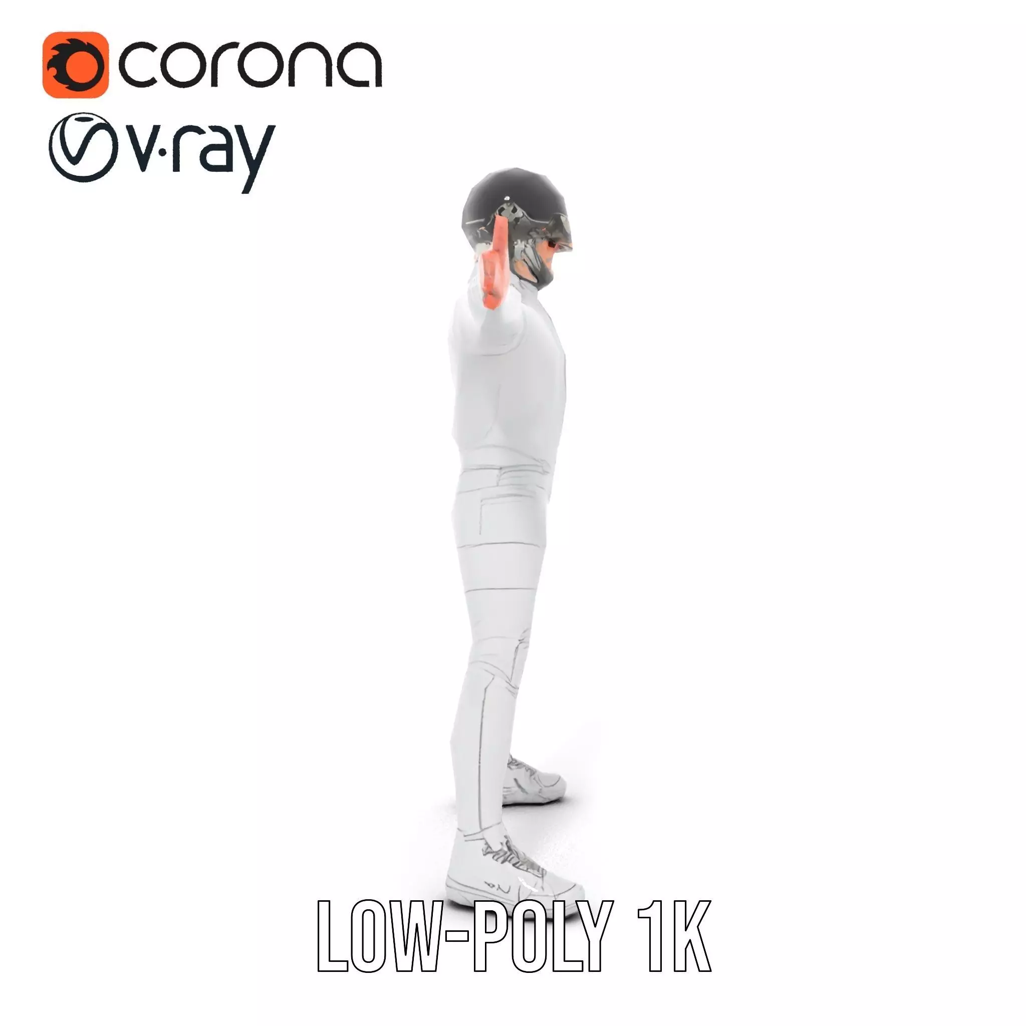 Futuristic White Suit model pack Low-poly 3D model_12