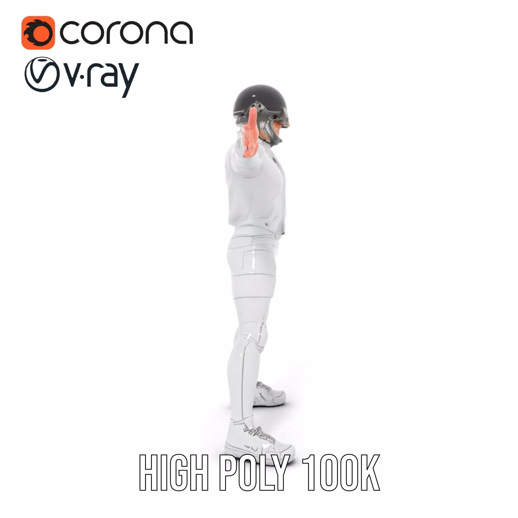 Futuristic White Suit model pack Low-poly 3D model_24