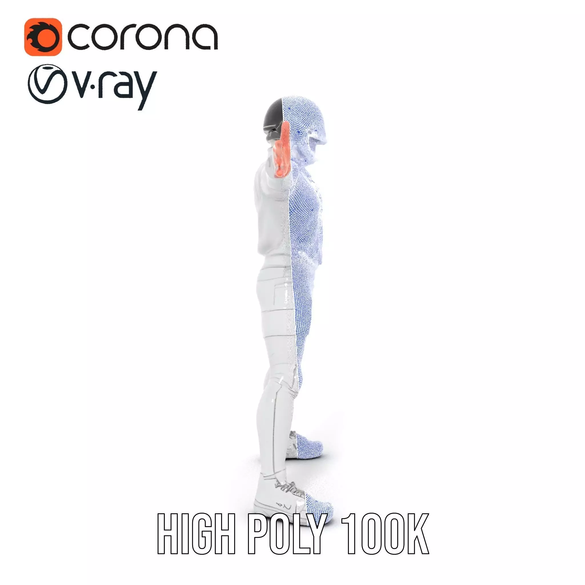 Futuristic White Suit model pack Low-poly 3D model_33