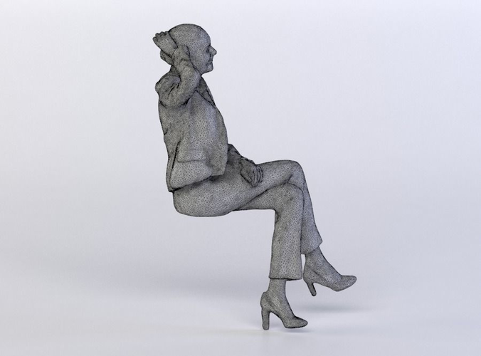 Julia 0270 Woman sitting, fixing her hair