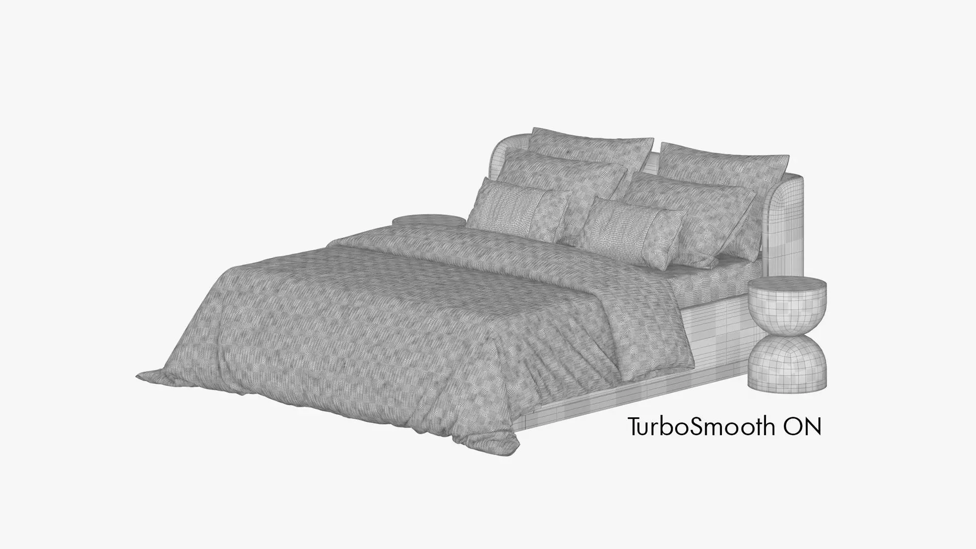 Violet bed with green bedding 3D model_6