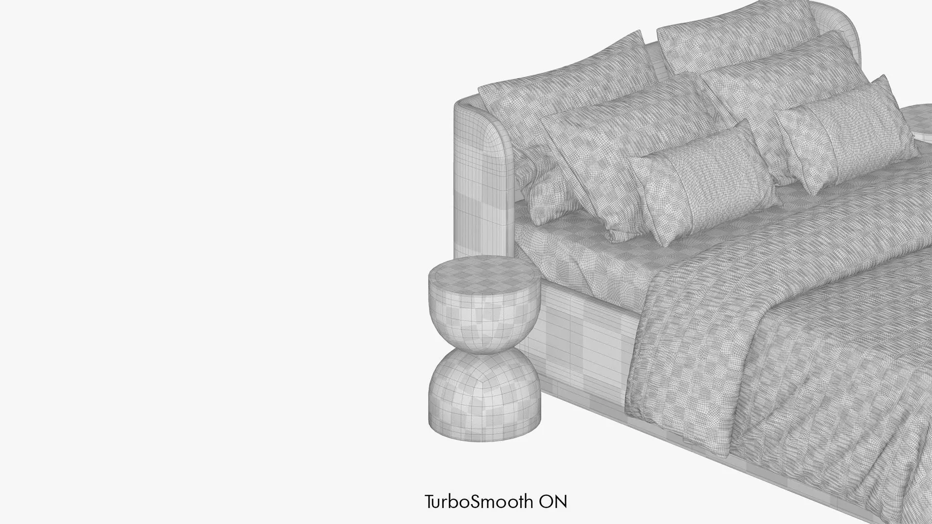 Violet bed with green bedding 3D model_8