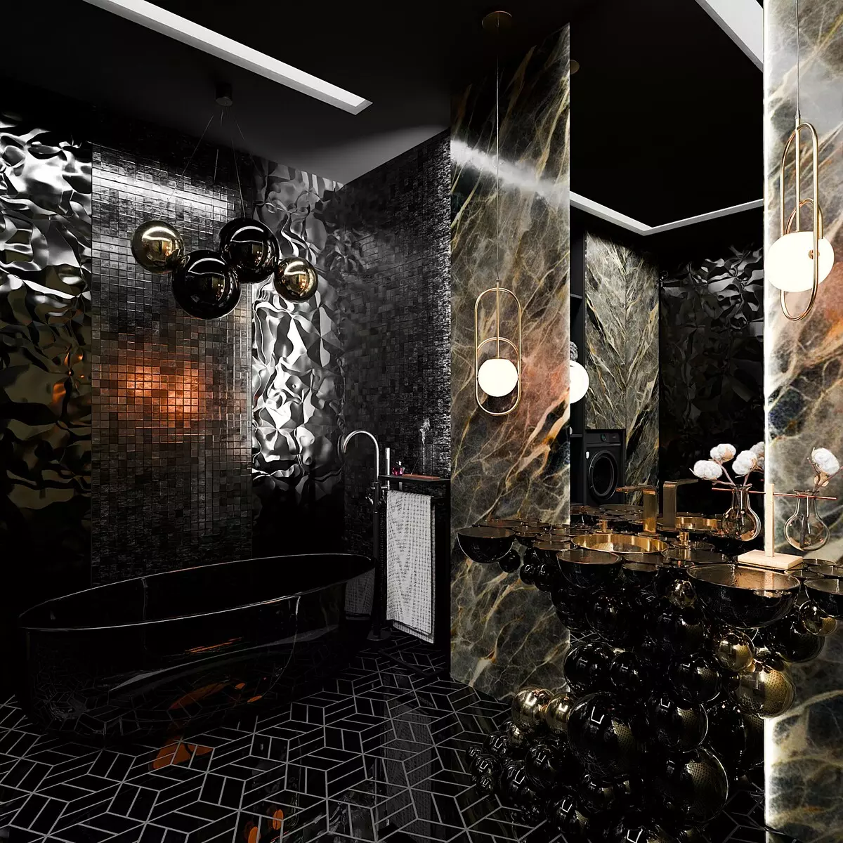 Bathroom dark Free low-poly 3D model_3