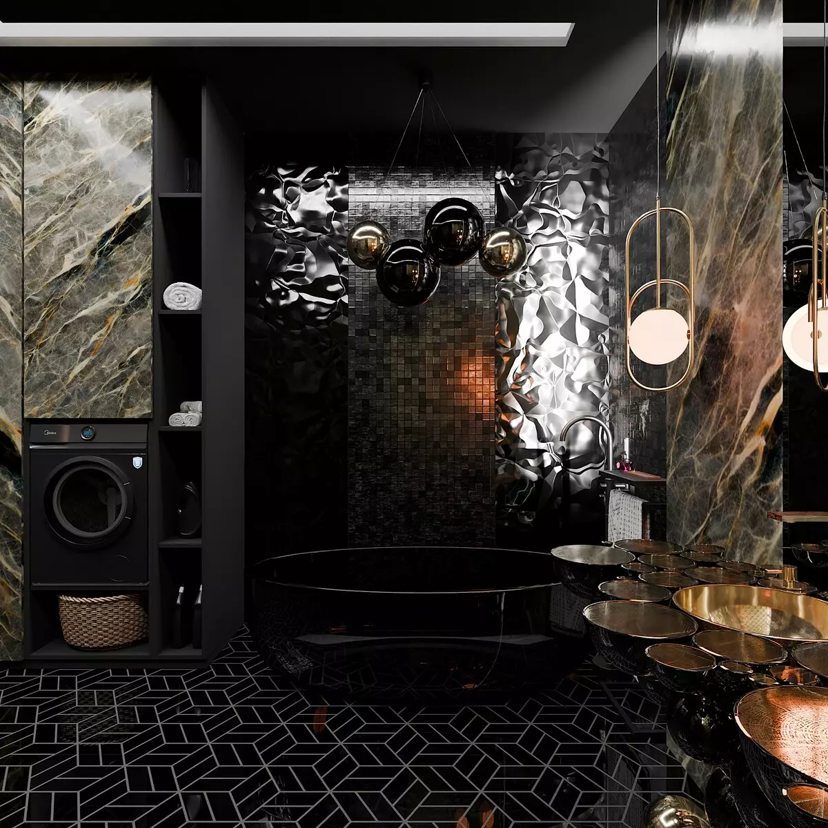 Bathroom dark Free low-poly 3D model_1