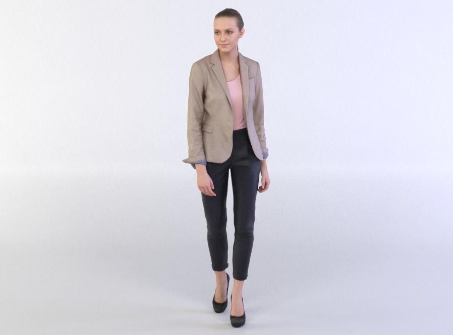 Julia 0292 Woman in a jacket walking looking aside 3D model