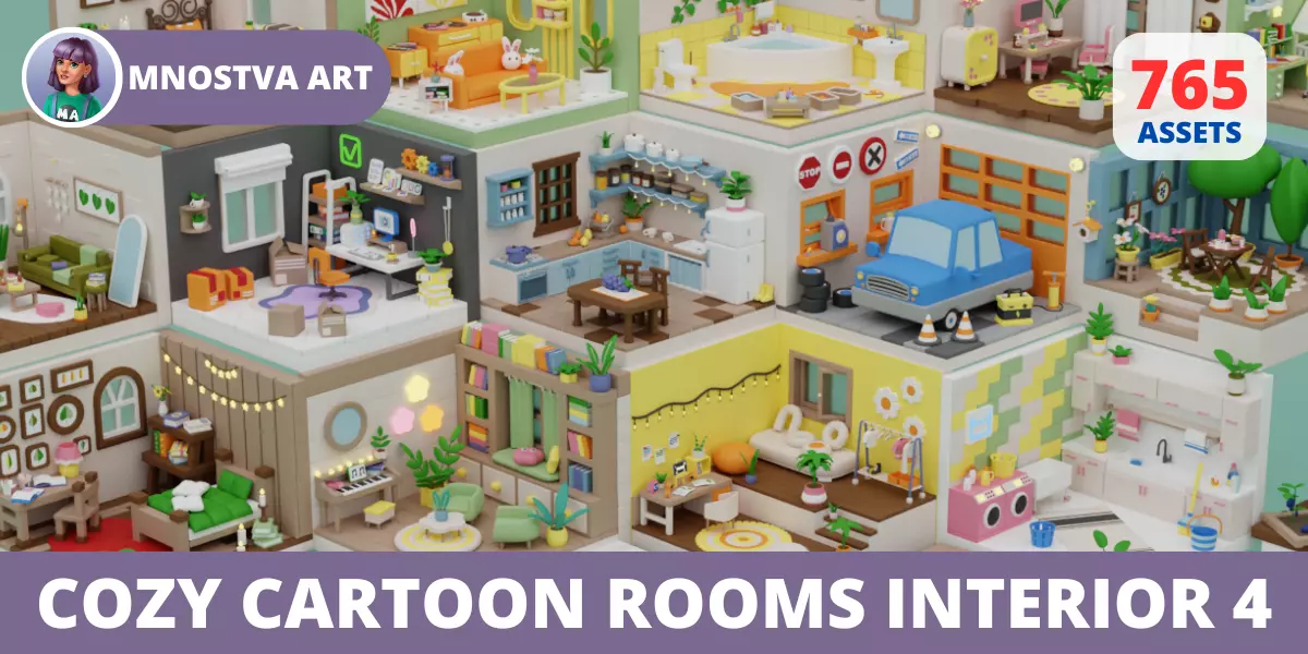 Cozy Cartoon Rooms Interior 4 Free 3D model_0